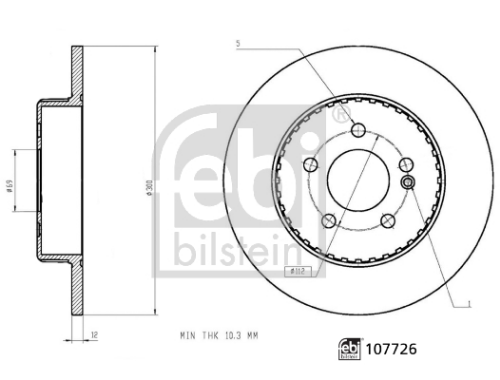 FEBI BILSTEIN 107726 Fren Sistemleri Fren Diski - MERCEDES-BENZ C-SERISI (W205) uyumlu