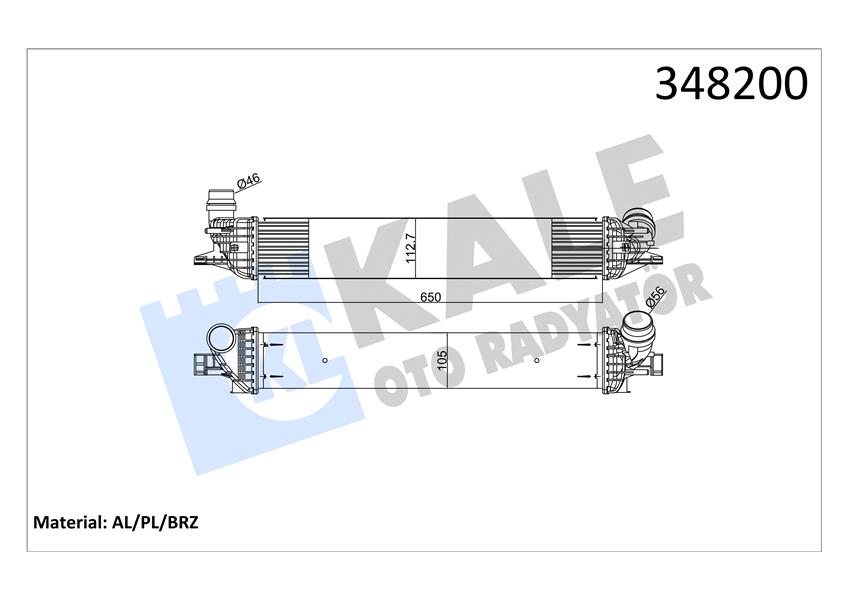 KALE OTO RADYATÖR 348200 Motor Turbo Radyatörü - RENAULT LAGUNA III (BT0/1) uyumlu