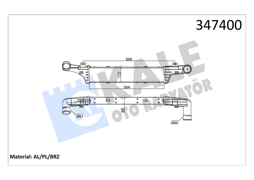 KALE OTO RADYATÖR 347400 Motor Turbo Radyatörü - MERCEDES-BENZ E-SERISI (W210) uyumlu
