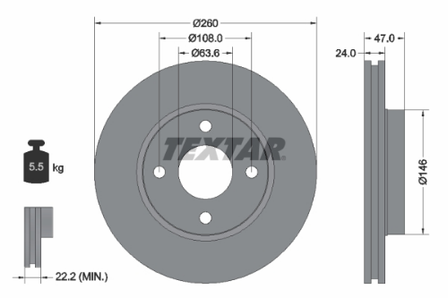TEXTAR 92063503 Fren Sistemleri Fren Diski - FORD MONDEO I (GBP) uyumlu