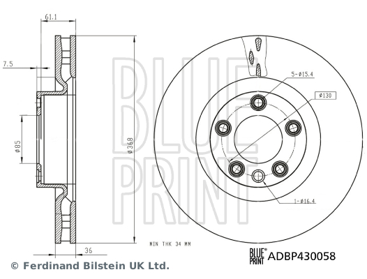 BLUE PRINT ADBP430058 Fren Sistemleri Fren Diski - VW TOUAREG (7LA, 7L6, 7L7) uyumlu