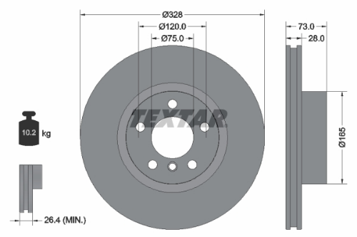 TEXTAR 92257105 Fren Sistemleri Fren Diski - BMW X3 (F25) uyumlu