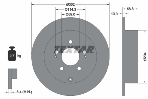 TEXTAR 92148403 Fren Sistemleri Fren Diski - MITSUBISHI GRANDIS (NA_W) uyumlu