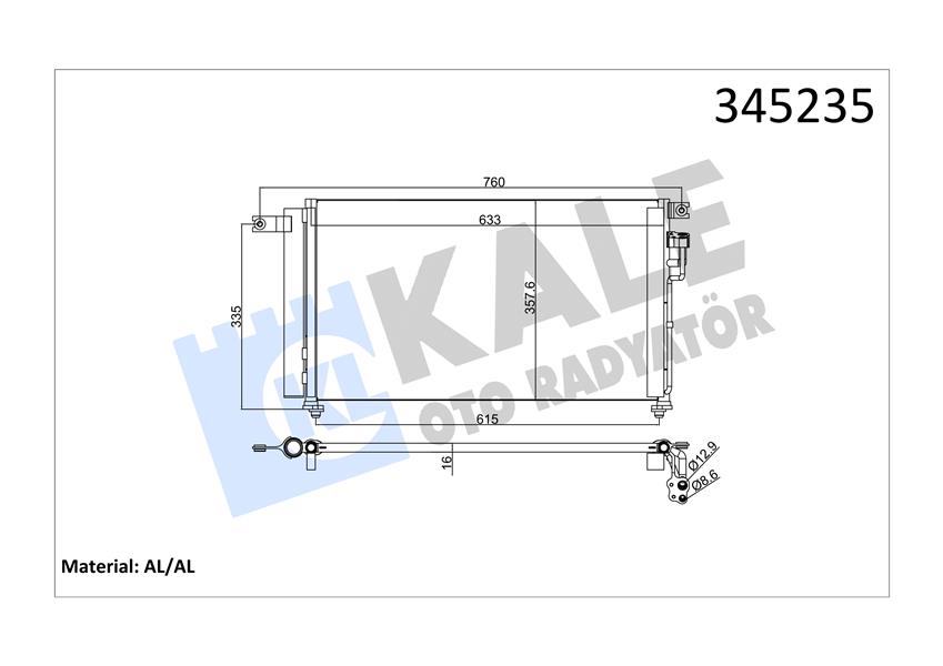 KALE OTO RADYATÖR 345235 İklimlendirme Sistemi Klima Radyatörü - KIA RIO II (JB) uyumlu