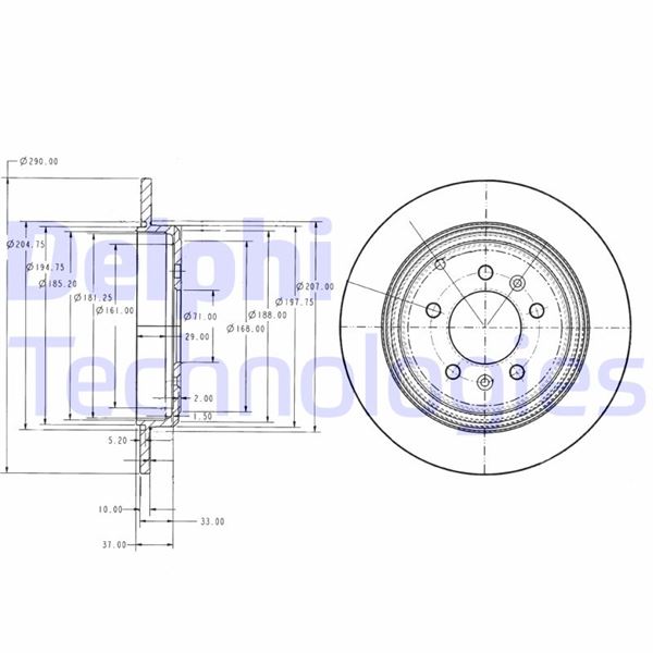 DELPHI BG2573 Fren Sistemleri Fren Diski - PEUGEOT 605 (6B) uyumlu