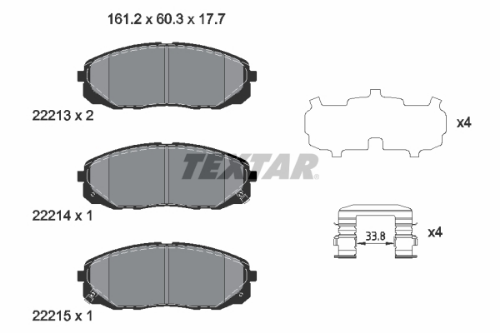 TEXTAR 2221301 Fren Sistemleri Fren Balatası - KIA CARNIVAL / GRAND CARNIVAL III (VQ) uyumlu