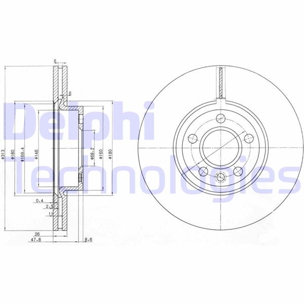 DELPHI BG3719 Fren Sistemleri Fren Diski - VW SHARAN (7M8, 7M9, 7M6) uyumlu