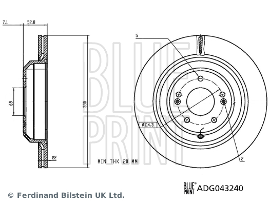 BLUE PRINT ADG043240 Fren Sistemleri Fren Diski - KIA STINGER (CK) uyumlu