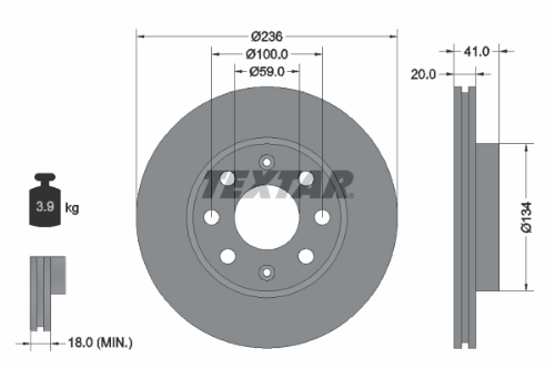 TEXTAR 92133403 Fren Sistemleri Fren Diski - CHEVROLET AVEO / KALOS Sedan (T250, T255) uyumlu