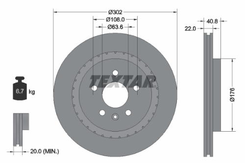 TEXTAR 92168305 Fren Sistemleri Fren Diski - VOLVO V60 I (155) uyumlu