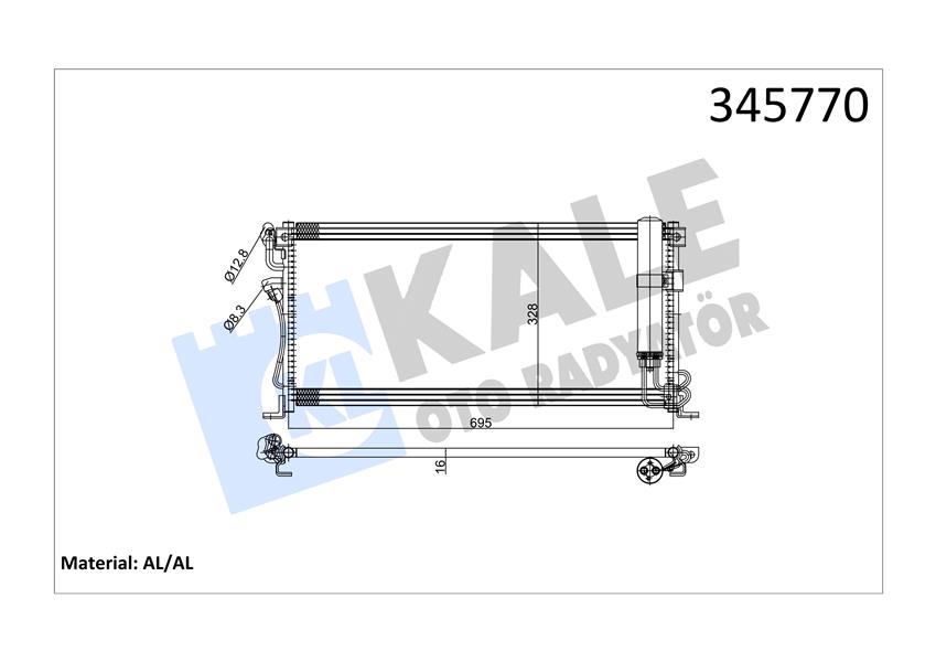 KALE OTO RADYATÖR 345770 İklimlendirme Sistemi Klima Radyatörü - MITSUBISHI COLT V (CJ_, CP_) uyumlu
