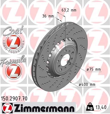 ZIMMERMANN 150.2907.70 Fren Sistemleri Fren Diski - BMW 6 Coupe (F13) uyumlu