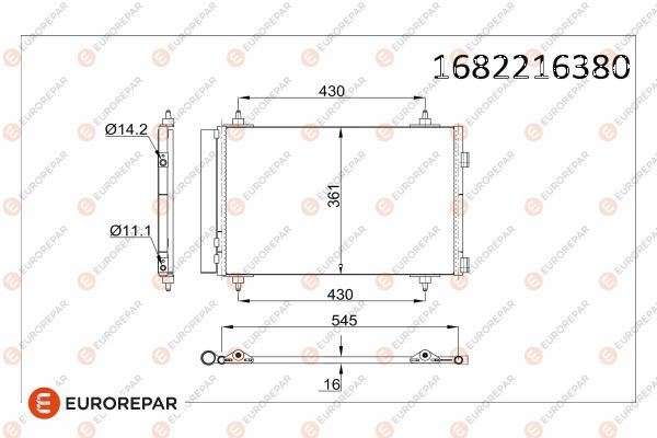 EUROREPAR 1682216380 İklimlendirme Sistemi Klima Radyatörü - PEUGEOT 308 I (4A_, 4C_) uyumlu