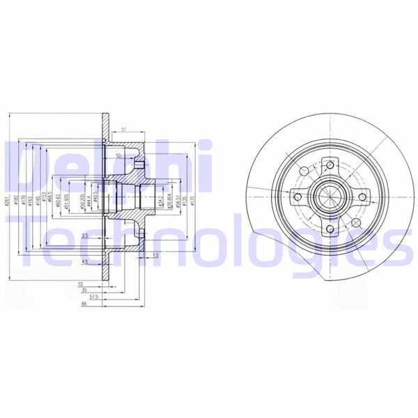 DELPHI BG2571 Fren Sistemleri Fren Diski - OPEL KADETT E Hatchback (T85) uyumlu
