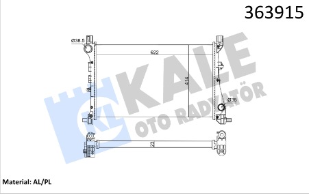 KALE OTO RADYATÖR 363915 Soğutma Sistemi Su Soğutucu & Parçaları - FIAT EGEA Sedan (356_, 357_) uyumlu