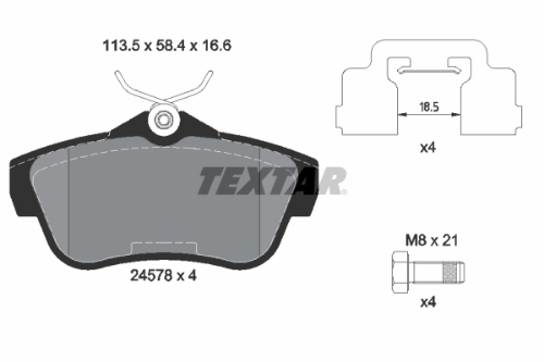 TEXTAR 2457801 Fren Sistemleri Fren Balatası - FIAT SCUDO Panelvan/Van (270_, 272_) uyumlu