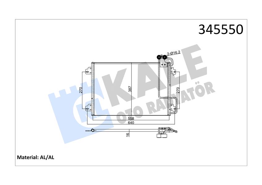 KALE OTO RADYATÖR 345550 İklimlendirme Sistemi Klima Radyatörü - RENAULT MEGANE I (BA0/1_) uyumlu