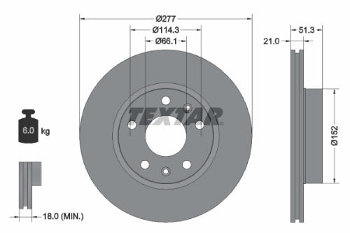 TEXTAR 92115703 Fren Sistemleri Fren Diski - LAND ROVER FREELANDER I (L314) uyumlu