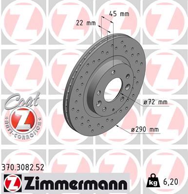 ZIMMERMANN 370.3082.52 Fren Sistemleri Fren Diski - MAZDA MX-5 III (NC) uyumlu