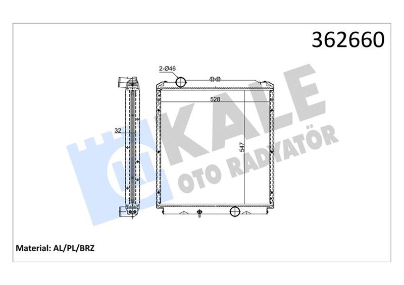 KALE OTO RADYATÖR 362660 Soğutma Sistemi Su Soğutucu & Parçaları