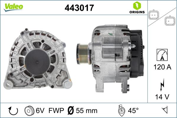 VALEO 443017 Elektrik Sistemi Alternatör - PEUGEOT 208 I (CA_, CC_) uyumlu