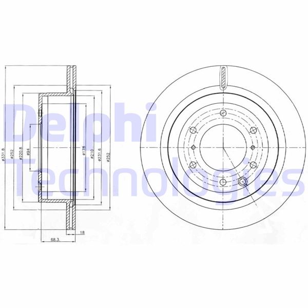 DELPHI BG4263 Fren Sistemleri Fren Diski - MITSUBISHI PAJERO IV (V8_W, V9_W) uyumlu