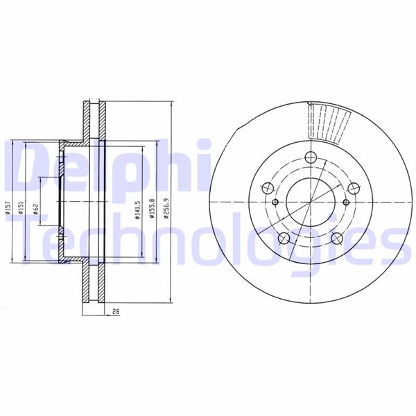 DELPHI BG4181 Fren Sistemleri Fren Diski - TOYOTA HILUX VII Pick-up (_N1_, _N2_, _N3_) uyumlu
