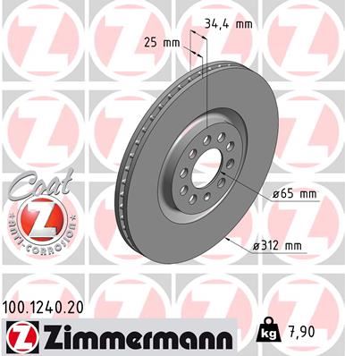 ZIMMERMANN 100.1240.20 Fren Sistemleri Fren Diski - SEAT IBIZA IV (6J5, 6P1) uyumlu