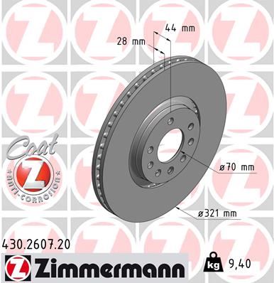 ZIMMERMANN 430.2607.20 Fren Sistemleri Fren Diski - OPEL ZAFIRA / ZAFIRA FAMILY B (A05) uyumlu