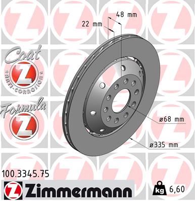 ZIMMERMANN 100.3345.75 Fren Sistemleri Fren Diski - AUDI A6 C5 (4B2, 4B4) uyumlu