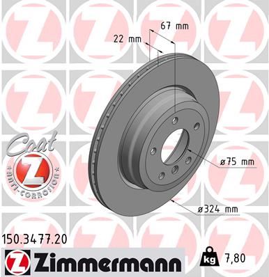 ZIMMERMANN 150.3477.20 Fren Sistemleri Fren Diski - BMW 3 Touring (E91) uyumlu