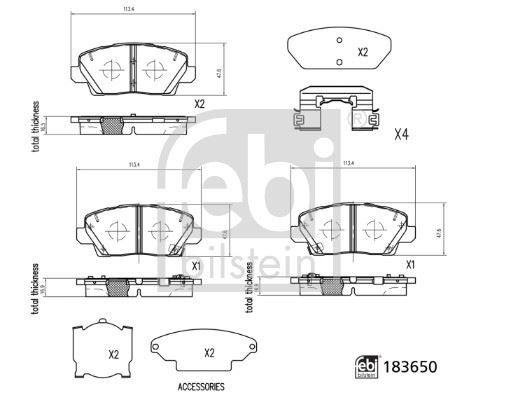 FEBI BILSTEIN 183650 Fren Sistemleri Fren Balatası - KIA PICANTO III (JA) uyumlu