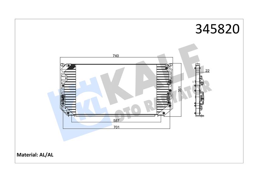 KALE OTO RADYATÖR 345820 İklimlendirme Sistemi Klima Radyatörü - TOYOTA COROLLA (_E10_) uyumlu