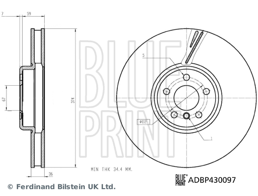 BLUE PRINT ADBP430097 Fren Sistemleri Fren Diski - BMW 7 (G11, G12) uyumlu
