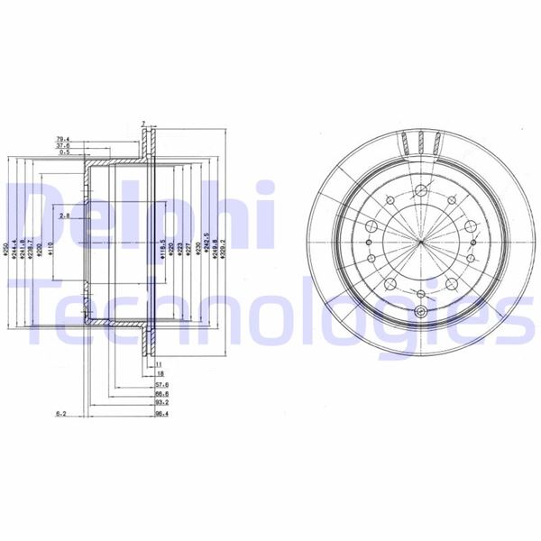 DELPHI BG3534 Fren Sistemleri Fren Diski - TOYOTA LAND CRUISER 100 (_J1_) uyumlu