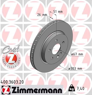 ZIMMERMANN 400.3603.20 Fren Sistemleri Fren Diski - MERCEDES-BENZ M-SERISI (W163) uyumlu