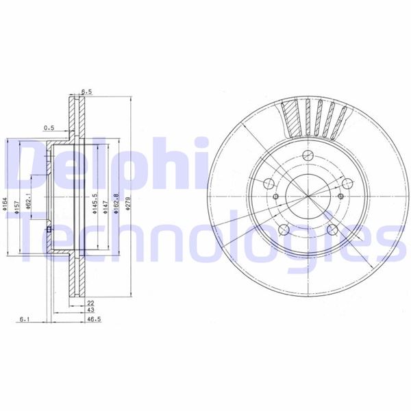 DELPHI BG3171 Fren Sistemleri Fren Diski - TOYOTA PREVIA I (_R1_, _R2_) uyumlu