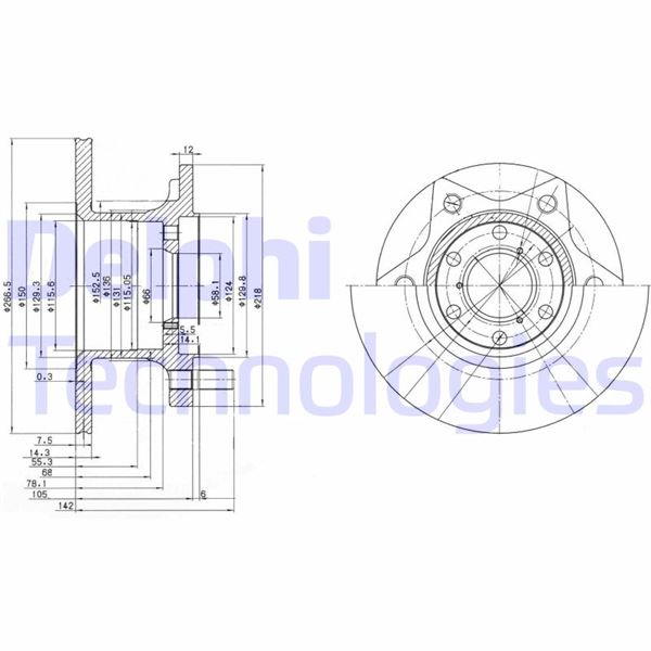 DELPHI BG302 Fren Sistemleri Fren Diski - ALFA ROMEO AR 8 Panelvan/Van (280_) uyumlu