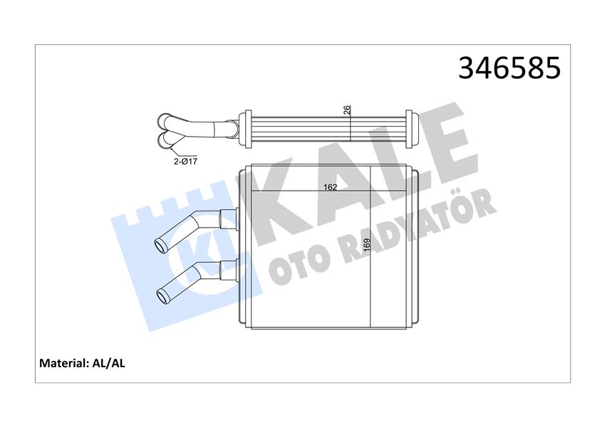 KALE OTO RADYATÖR 346585 İklimlendirme Sistemi İç Mekan Isı Değiştirici - KIA RIO I Hatchback (DC) uyumlu
