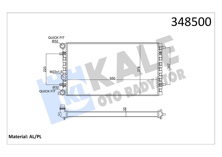 KALE OTO RADYATÖR 348500 Soğutma Sistemi Su Soğutucu & Parçaları - VW NEW BEETLE (9C1, 1C1) uyumlu