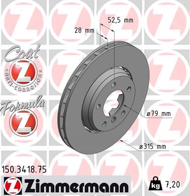 ZIMMERMANN 150.3418.75 Fren Sistemleri Fren Diski - BMW 3 (E36) uyumlu