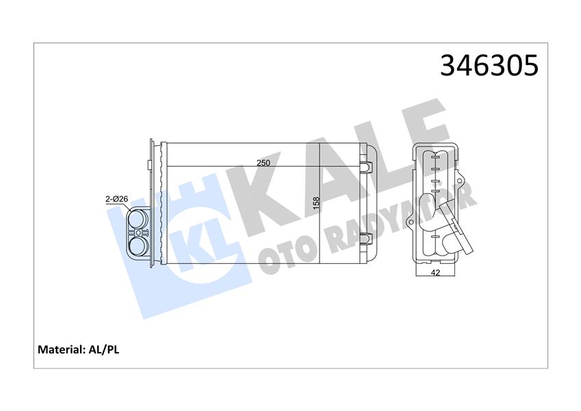 KALE OTO RADYATÖR 346305 İklimlendirme Sistemi İç Mekan Isı Değiştirici - PEUGEOT 405 I (15B) uyumlu