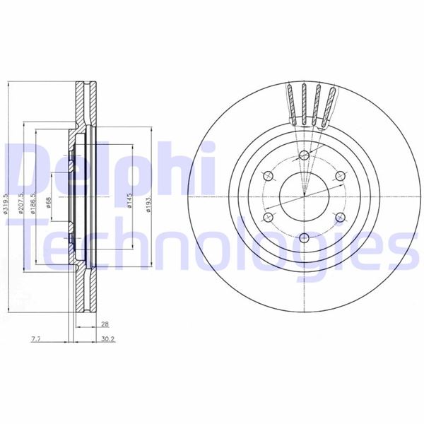 DELPHI BG4176C Fren Sistemleri Fren Diski - NISSAN NAVARA NP300 (D40) uyumlu