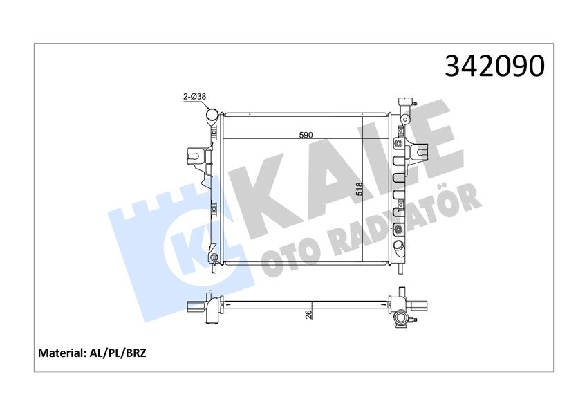 KALE OTO RADYATÖR 342090 Soğutma Sistemi Su Soğutucu & Parçaları - JEEP GRAND CHEROKEE II (WJ, WG) uyumlu