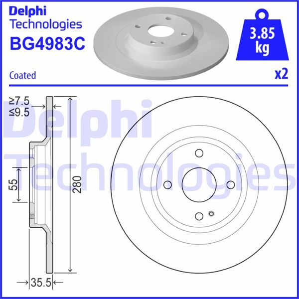 DELPHI BG4983C Fren Sistemleri Fren Diski - MAZDA MX-5 IV (ND__) uyumlu