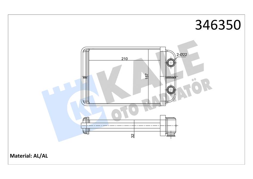 KALE OTO RADYATÖR 346350 İklimlendirme Sistemi İç Mekan Isı Değiştirici - FIAT BRAVO II (198_) uyumlu