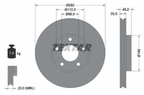 TEXTAR 92083603 Fren Sistemleri Fren Diski - VW PASSAT B5 (3B2) uyumlu