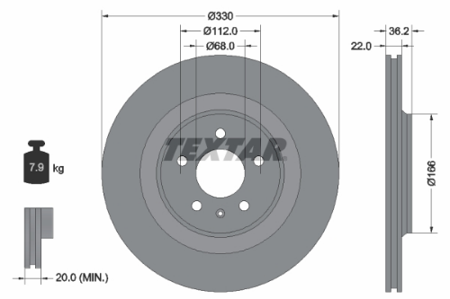 TEXTAR 92160303 Fren Sistemleri Fren Diski - AUDI A5 (8T3) uyumlu