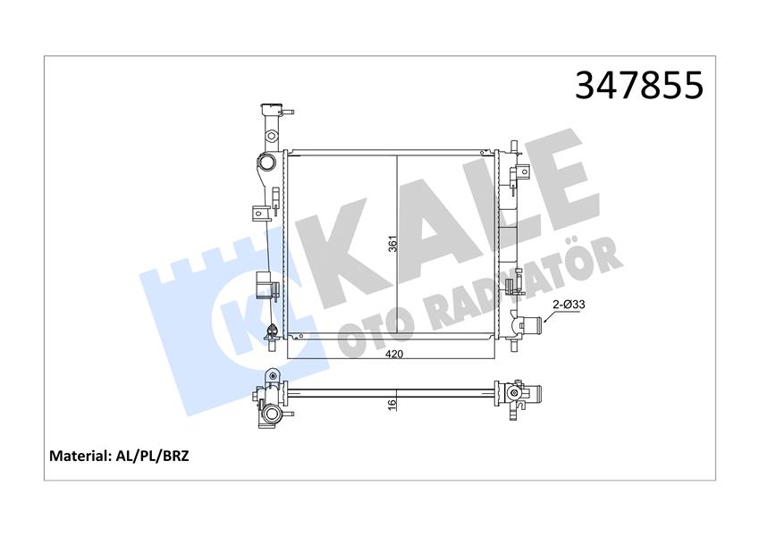 KALE OTO RADYATÖR 347855 Soğutma Sistemi Su Soğutucu & Parçaları - KIA PICANTO II (TA) uyumlu