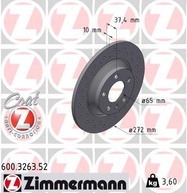 ZIMMERMANN 600.3263.52 Fren Sistemleri Fren Diski - VW POLO VI (AW1, BZ1, AE1) uyumlu